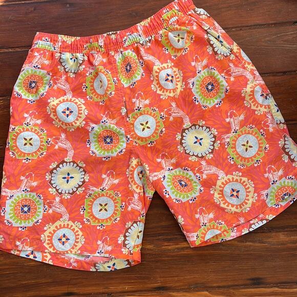 Peter Millar lined koi print elastic waist pull on swim trunks sz L - Picture 1 of 7